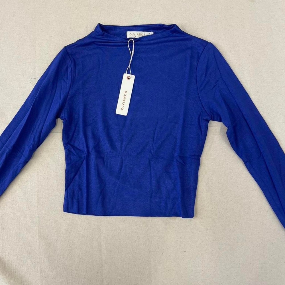O.VANCA Royal Blue Long-Sleeve Crop Top
